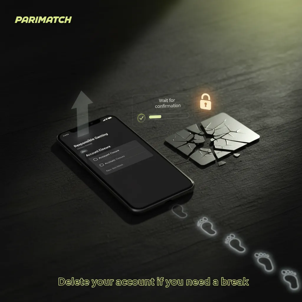 Responsible Gaming options: delete account, self-exclusion, identity confirmation.