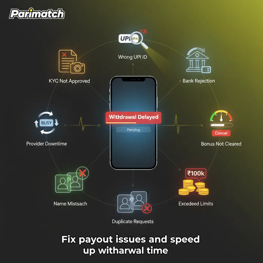 Checklist to fix payout delays at Parimatch App: verify KYC, correct UPI, bank OK, clear bonus, keep within limits, match name, retry later